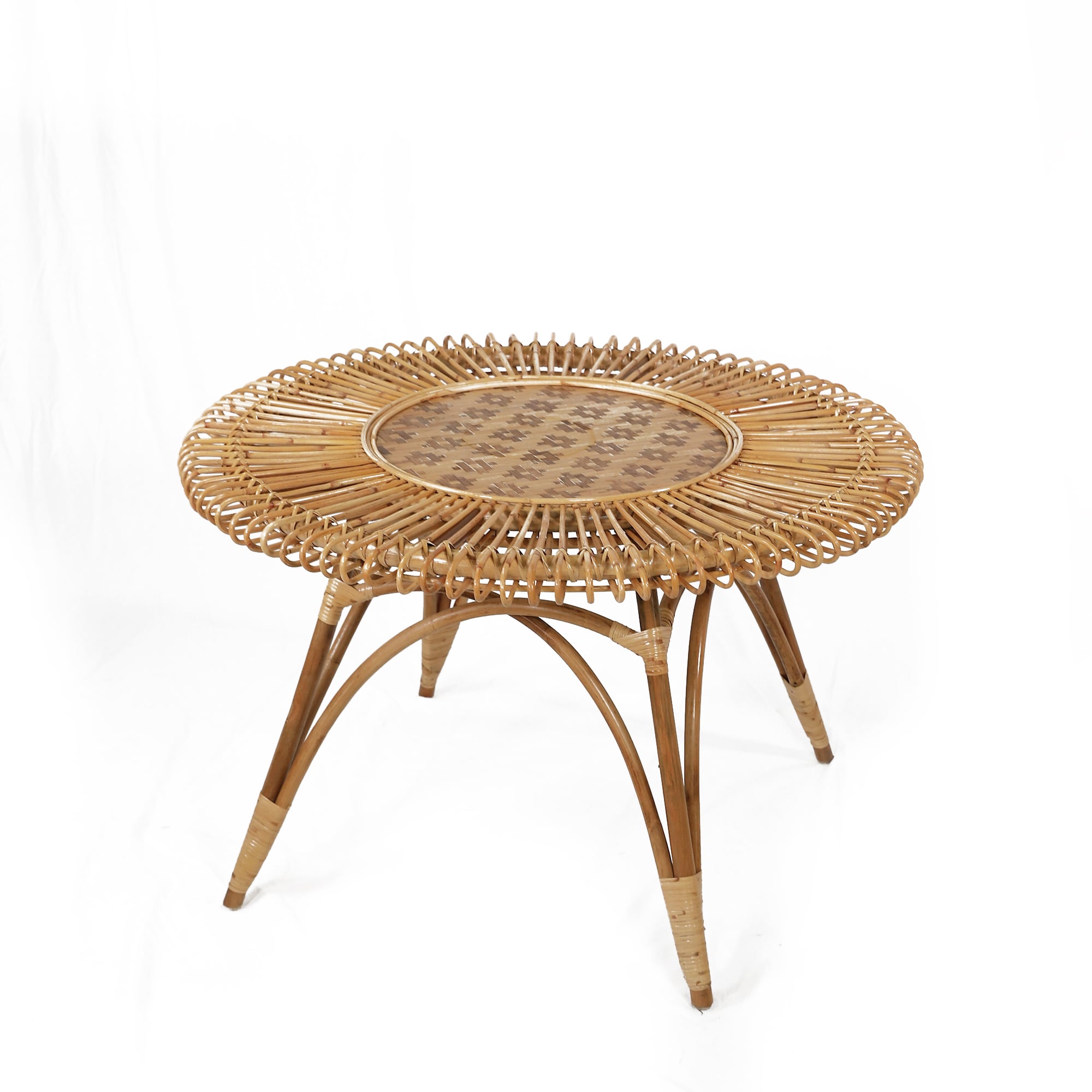 Vintage Round Rattan Wicker Coffee Table FN568138